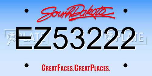 EZ53222 South Dakota License Plate
