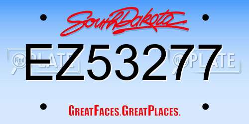 EZ53277 South Dakota License Plate