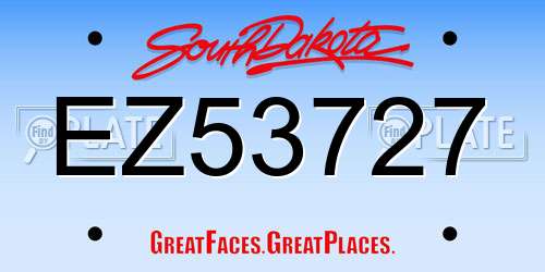 EZ53727 South Dakota License Plate