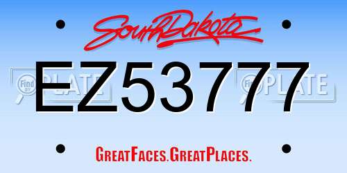 EZ53777 South Dakota License Plate