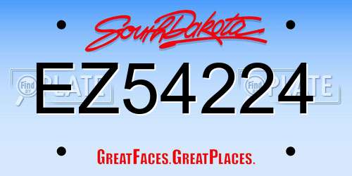 EZ54224 South Dakota License Plate