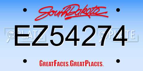 EZ54274 South Dakota License Plate