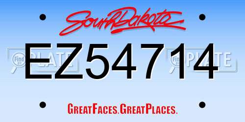 EZ54714 South Dakota License Plate