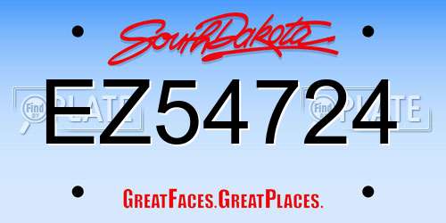 EZ54724 South Dakota License Plate