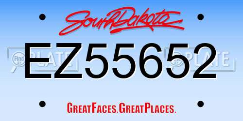 EZ55652 South Dakota License Plate
