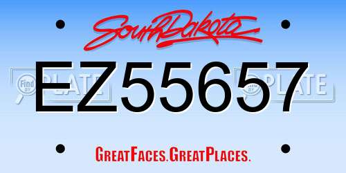 EZ55657 South Dakota License Plate