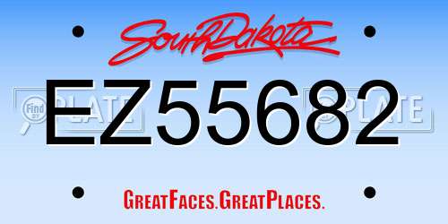 EZ55682 South Dakota License Plate