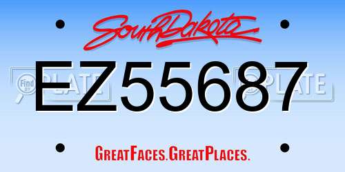 EZ55687 South Dakota License Plate