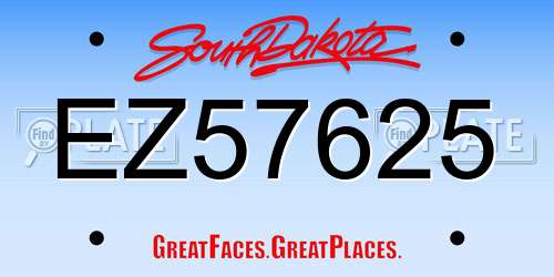 EZ57625 South Dakota License Plate