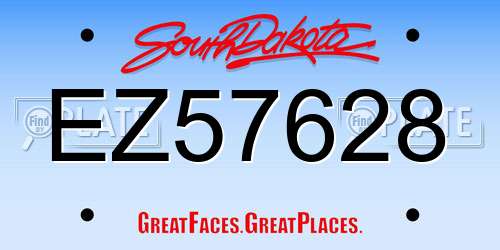 EZ57628 South Dakota License Plate