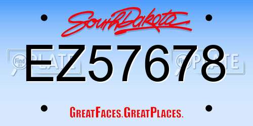 EZ57678 South Dakota License Plate