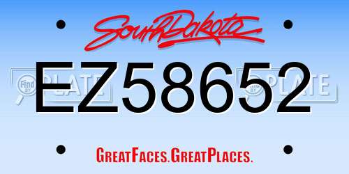 EZ58652 South Dakota License Plate