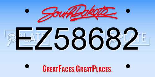 EZ58682 South Dakota License Plate