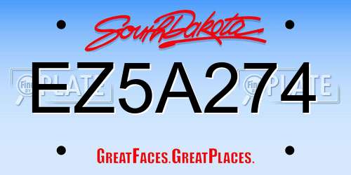 EZ5A274 South Dakota License Plate