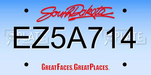 EZ5A714 South Dakota License Plate