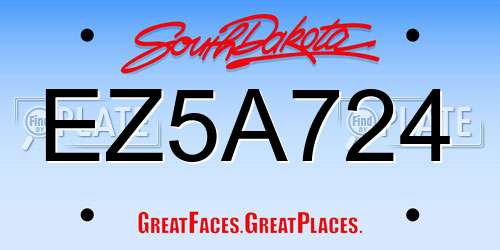 EZ5A724 South Dakota License Plate