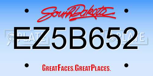 EZ5B652 South Dakota License Plate