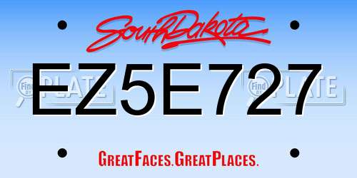 EZ5E727 South Dakota License Plate
