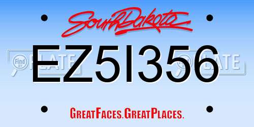 EZ5I356 South Dakota License Plate