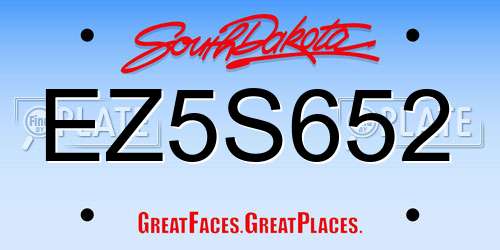 EZ5S652 South Dakota License Plate