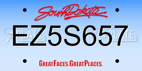 EZ5S657 South Dakota License Plate