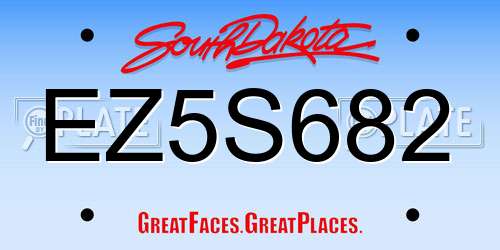 EZ5S682 South Dakota License Plate
