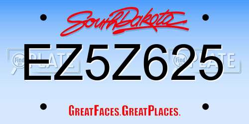 EZ5Z625 South Dakota License Plate