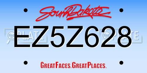 EZ5Z628 South Dakota License Plate