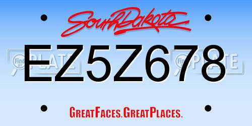EZ5Z678 South Dakota License Plate
