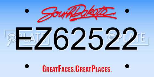 EZ62522 South Dakota License Plate