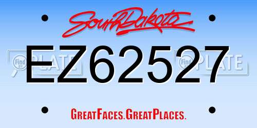 EZ62527 South Dakota License Plate