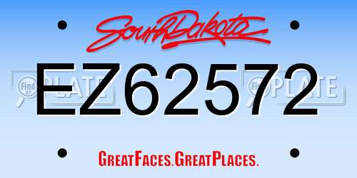 EZ62572 South Dakota License Plate