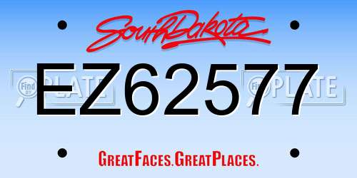 EZ62577 South Dakota License Plate