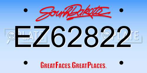 EZ62822 South Dakota License Plate