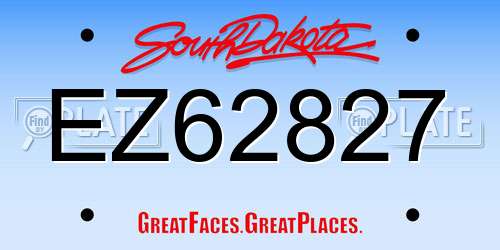 EZ62827 South Dakota License Plate