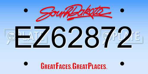 EZ62872 South Dakota License Plate