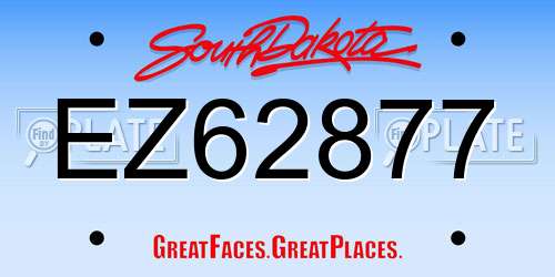 EZ62877 South Dakota License Plate