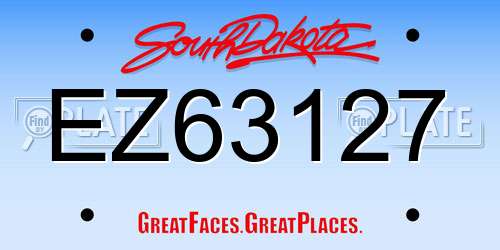 EZ63127 South Dakota License Plate
