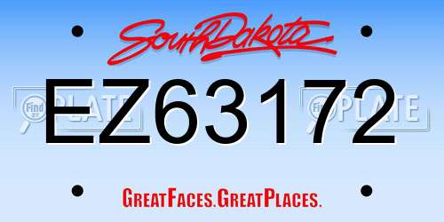 EZ63172 South Dakota License Plate