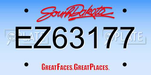 EZ63177 South Dakota License Plate