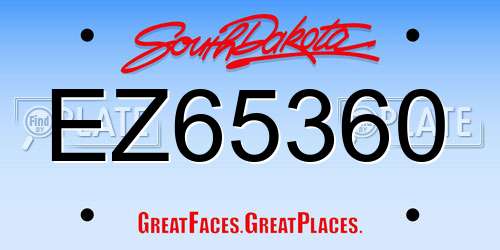 EZ65360 South Dakota License Plate