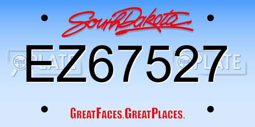 EZ67527 South Dakota License Plate