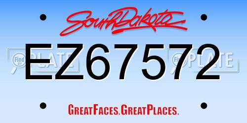 EZ67572 South Dakota License Plate