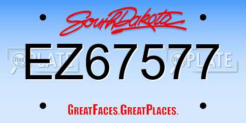EZ67577 South Dakota License Plate
