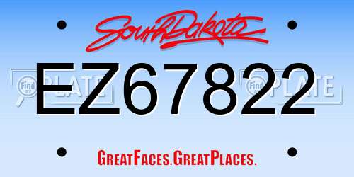 EZ67822 South Dakota License Plate