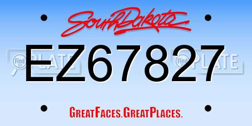 EZ67827 South Dakota License Plate