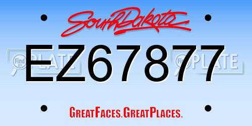 EZ67877 South Dakota License Plate