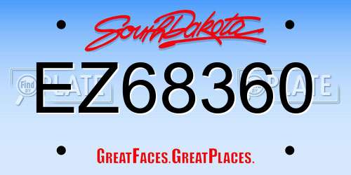EZ68360 South Dakota License Plate