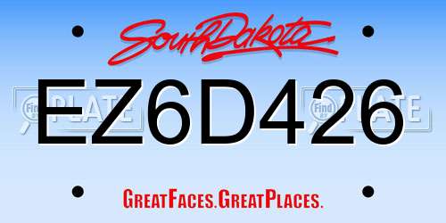 EZ6D426 South Dakota License Plate