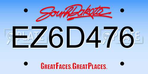 EZ6D476 South Dakota License Plate